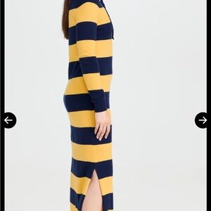 Ralph Lauren Yellow and Navy Striped Lace-Up Polo knit Dress